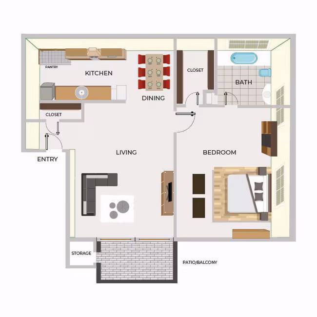 One Bedroom 38 floor plan